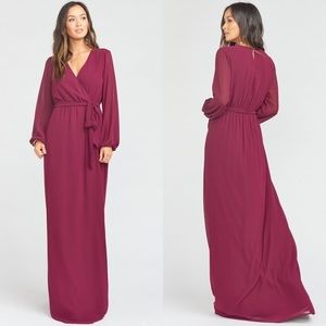 Show Me Your MuMu Long Sleeve Burgundy Dress